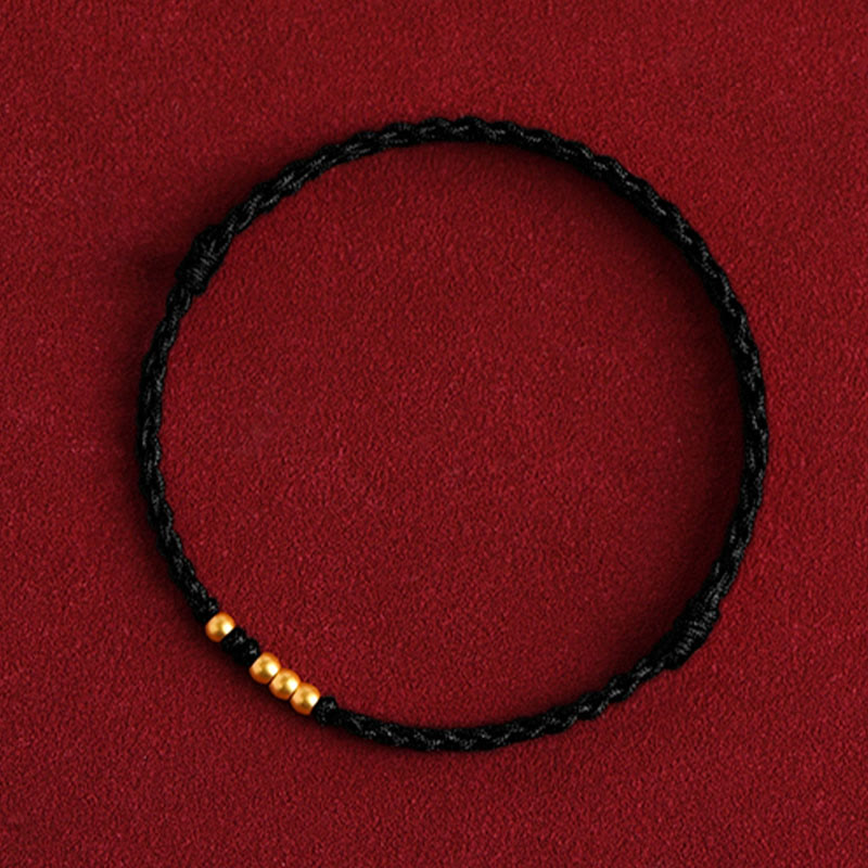 Pulsera de pareja de protección trenzada de la suerte con cuentas de oro 999 de piedras de Buddha Stones