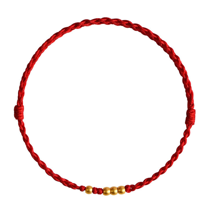 Pulsera de pareja de protección trenzada de la suerte con cuentas de oro 999 de piedras de Buddha Stones - image 8