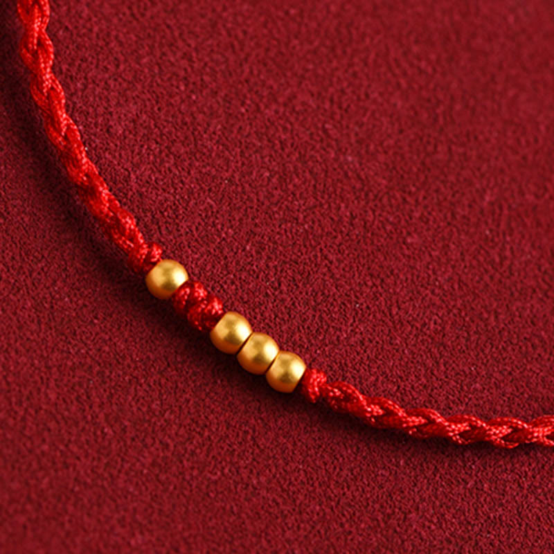 Pulsera de pareja de protección trenzada de la suerte con cuentas de oro 999 de piedras de Buddha Stones