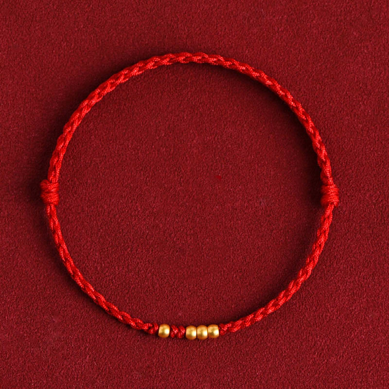 Pulsera de pareja de protección trenzada de la suerte con cuentas de oro 999 de piedras de Buddha Stones - image 3