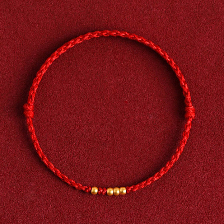 Pulsera de pareja de protección trenzada de la suerte con cuentas de oro 999 de piedras de Buddha Stones - image 3