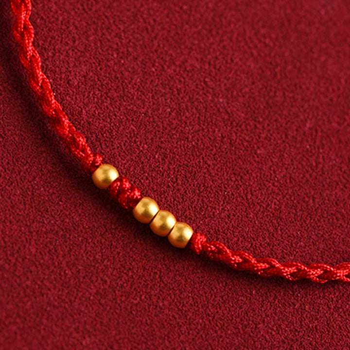 Pulsera de pareja de protección trenzada de la suerte con cuentas de oro 999 de piedras de Buddha Stones - image 4