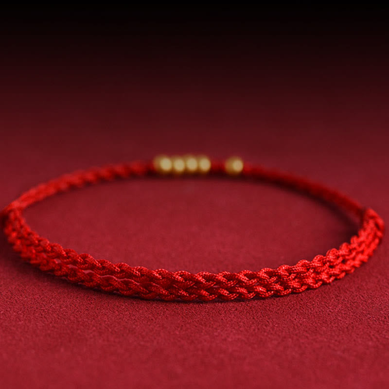 Pulsera de pareja de protección trenzada de la suerte con cuentas de oro 999 de piedras de Buddha Stones