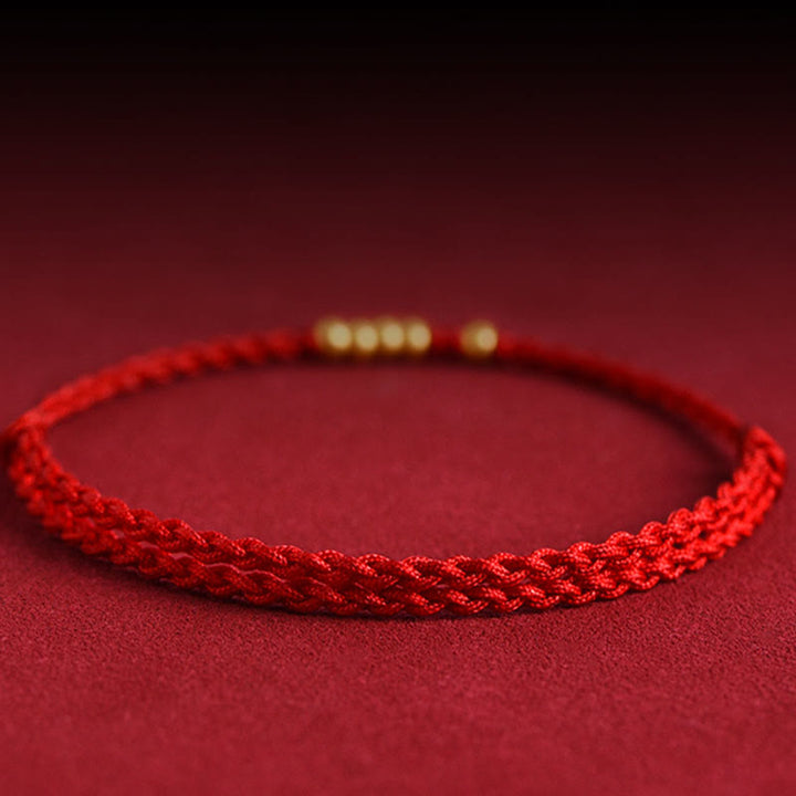 Pulsera de pareja de protección trenzada de la suerte con cuentas de oro 999 de piedras de Buddha Stones