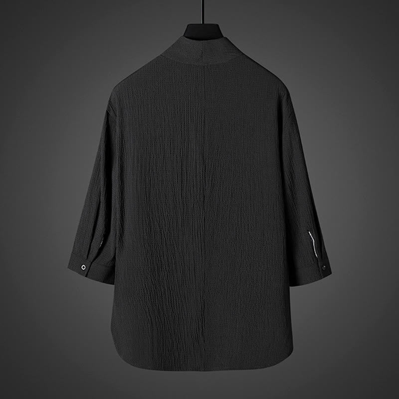 Camisa informal de manga tres cuartos con cuello en V y estampado de Buddha Stones para hombre - image 6