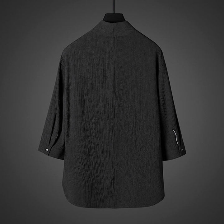 Camisa informal de manga tres cuartos con cuello en V y estampado de Buddha Stones para hombre - image 6