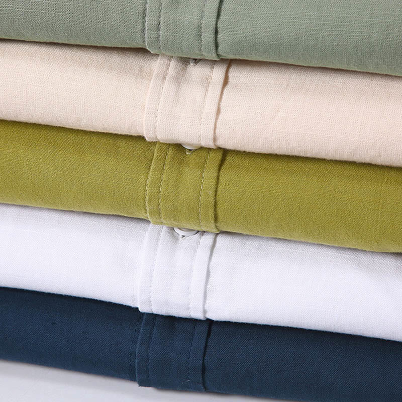 Camisa de verano de manga corta para hombre de algodón y lino de Buddha Stones - image 2