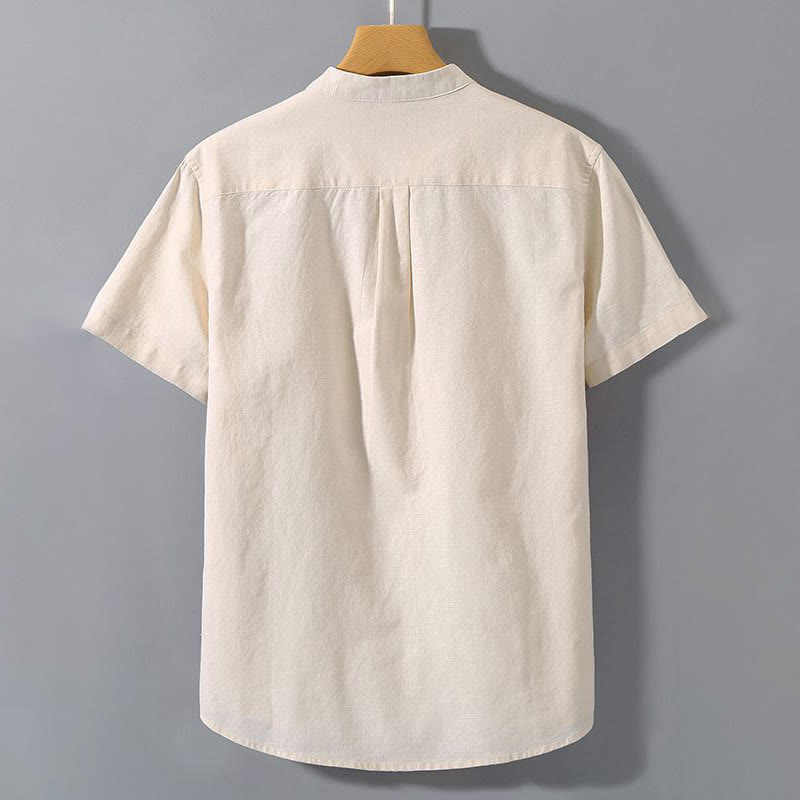 Camisa de verano de manga corta para hombre de algodón y lino de Buddha Stones - image 6