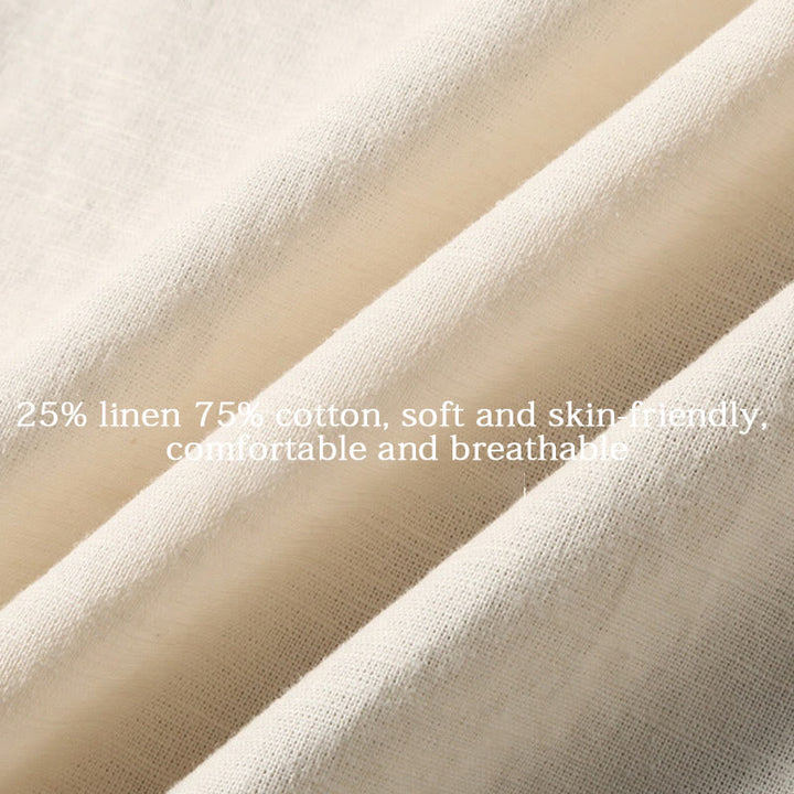 Camisa de verano de manga corta para hombre de algodón y lino de Buddha Stones - image 15