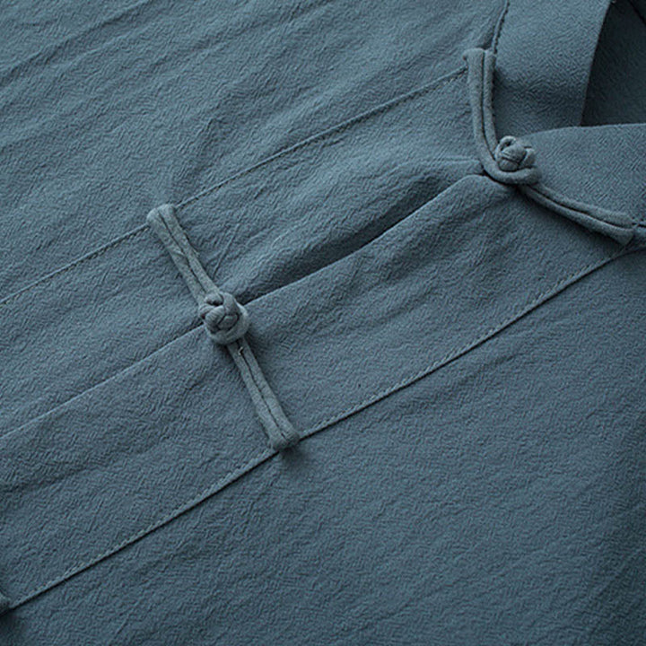 Conjunto de Ropa para Hombre de Manga Corta con Botón de Rana Tradicional y Pantalones de Algodón Buddha Stones - image 2