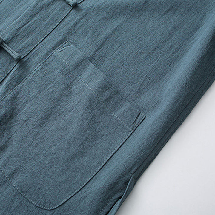 Conjunto de Ropa para Hombre de Manga Corta con Botón de Rana Tradicional y Pantalones de Algodón Buddha Stones - image 3