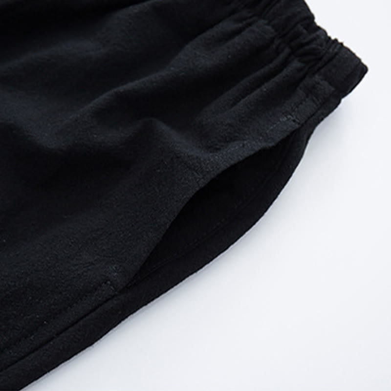 Pantalones casuales de lino y algodón de color sólido para hombre con cordón y bolsillos de Buddha Stones - image 2