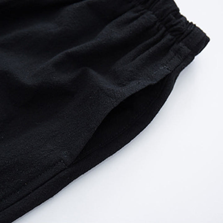 Pantalones casuales de lino y algodón de color sólido para hombre con cordón y bolsillos de Buddha Stones - image 2