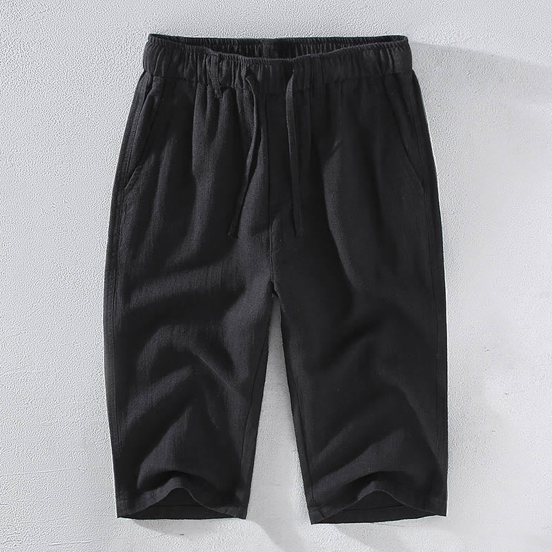 Pantalones de Hombre Buddha Stones en Color Sólido de Lino y Ramio con Cintura Ajustable y Bolsillos - Negro - US/UK/AU42, EU52 (3XL)  - image 10