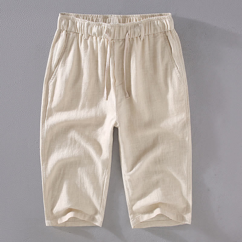 Pantalones de Hombre Buddha Stones en Color Sólido de Lino y Ramio con Cintura Ajustable y Bolsillos - Lino - US/UK/AU42, EU52 (3XL)  - image 1