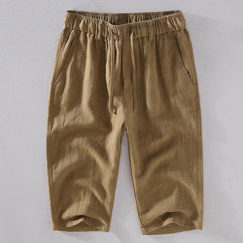 Pantalones de Hombre Buddha Stones en Color Sólido de Lino y Ramio con Cintura Ajustable y Bolsillos - BurlyWood - US/UK/AU42, EU52 (3XL)  - image 12