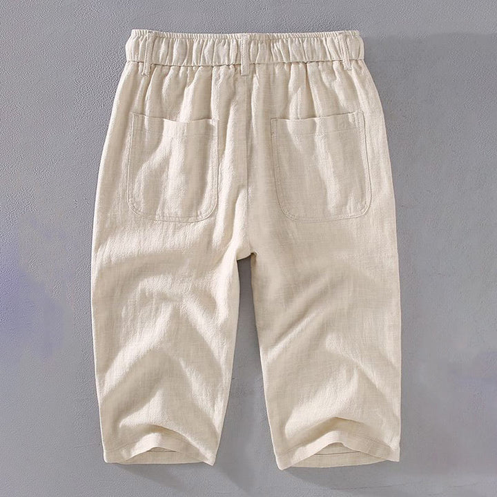 Pantalones de Hombre Buddha Stones en Color Sólido de Lino y Ramio con Cintura Ajustable y Bolsillos - image 1