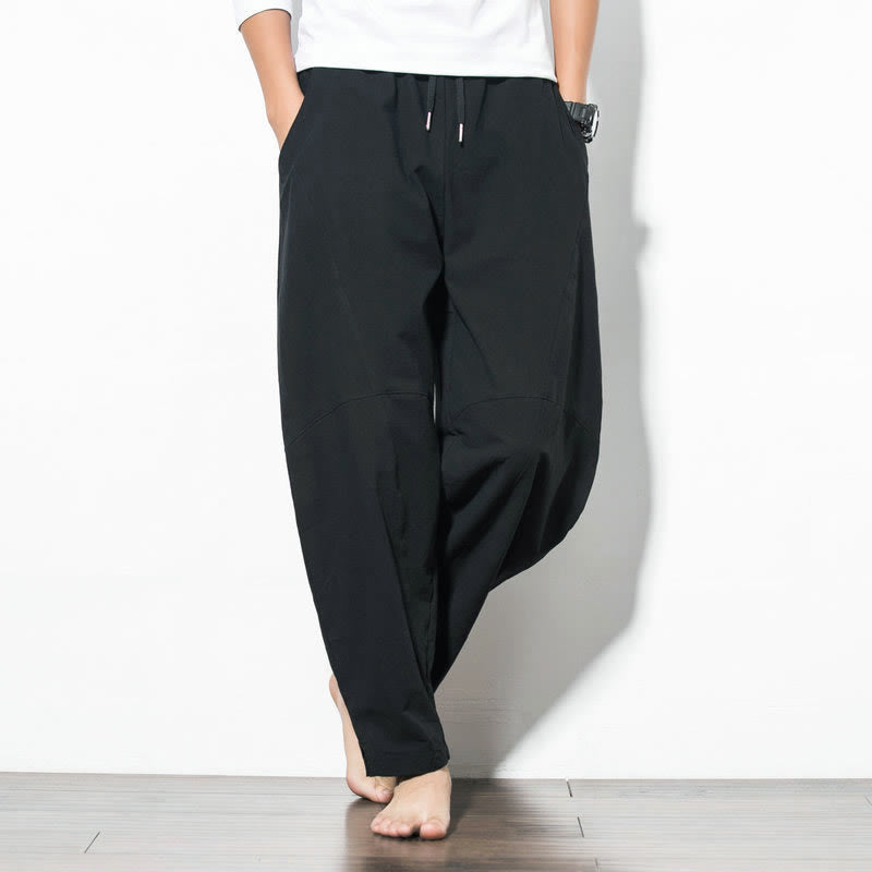 Pantalones casuales de algodón con cordón y bolsillos para hombre de Buddha Stones - Negro - US/UK/AU50, UE60 (5XL) - image 11