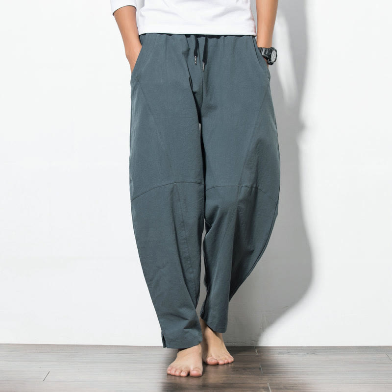 Pantalones casuales de algodón con cordón y bolsillos para hombre de Buddha Stones - Gris pizarra claro - US/UK/AU50, EU60 (5XL) - image 0