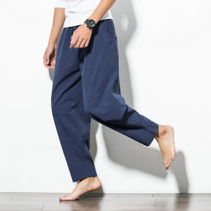 Pantalones casuales de algodón con cordón y bolsillos para hombre de Buddha Stones - image 14