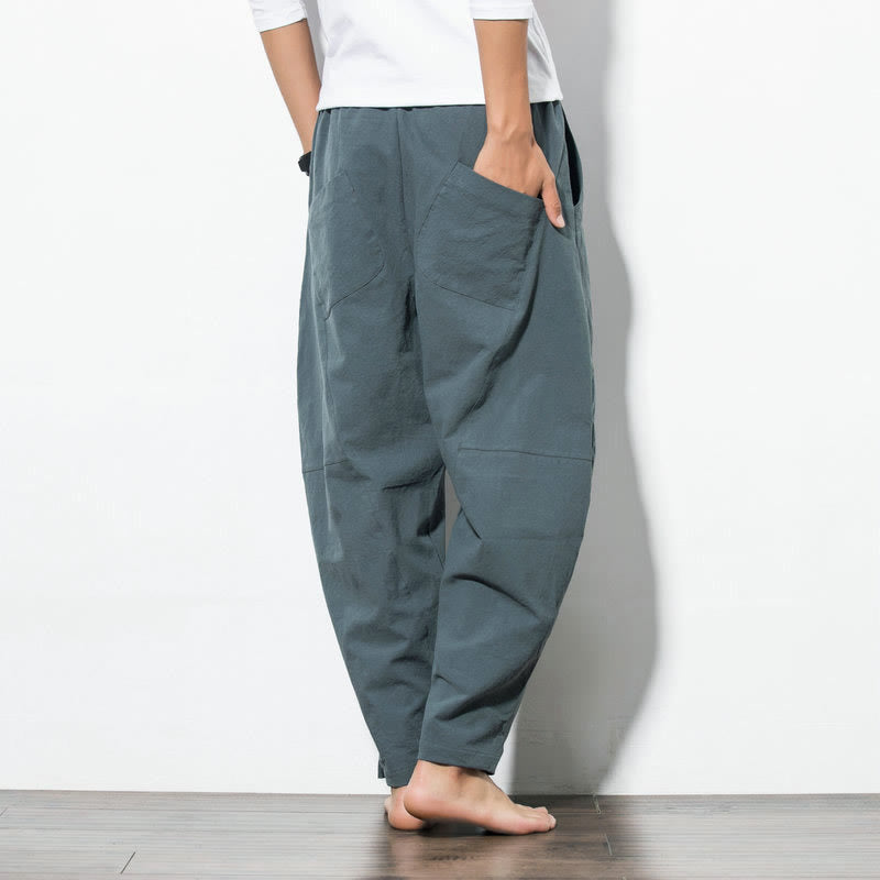 Pantalones casuales de algodón con cordón y bolsillos para hombre de Buddha Stones - image 3