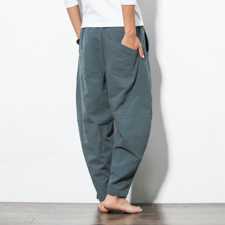 Pantalones casuales de algodón con cordón y bolsillos para hombre de Buddha Stones - image 3