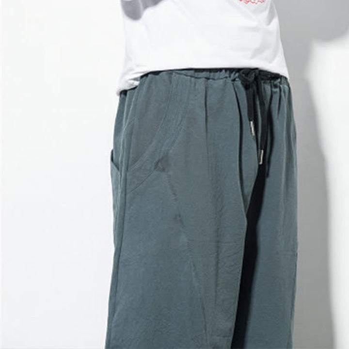 Pantalones casuales de algodón con cordón y bolsillos para hombre de Buddha Stones - image 9