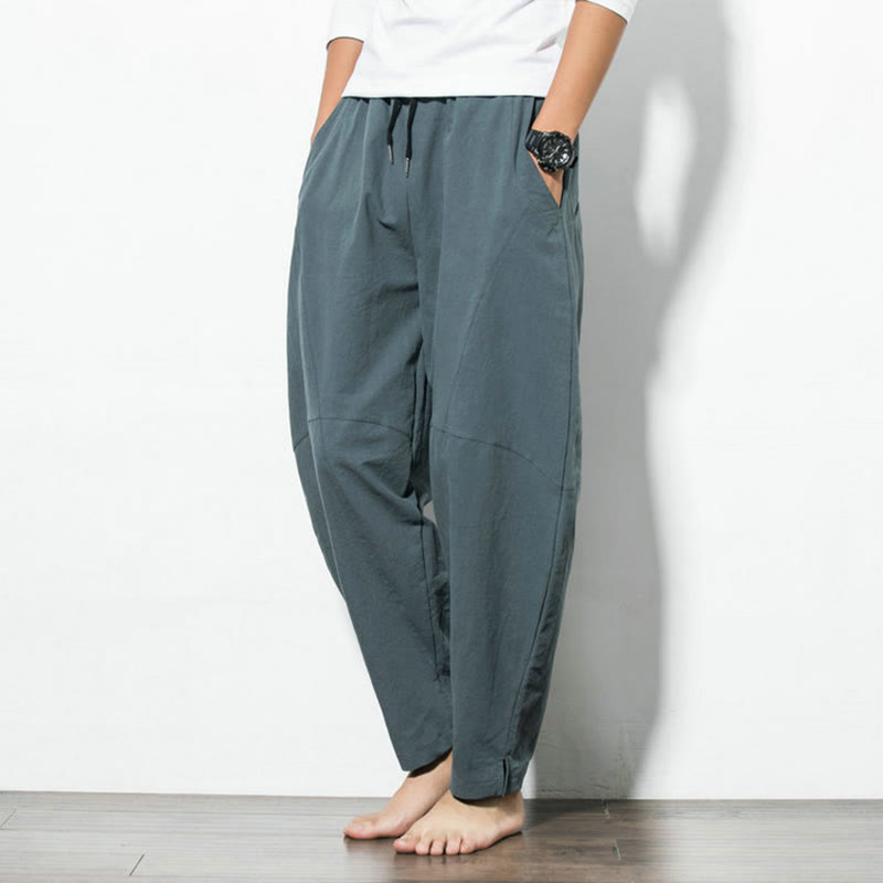 Pantalones casuales de algodón con cordón y bolsillos para hombre de Buddha Stones - image 1