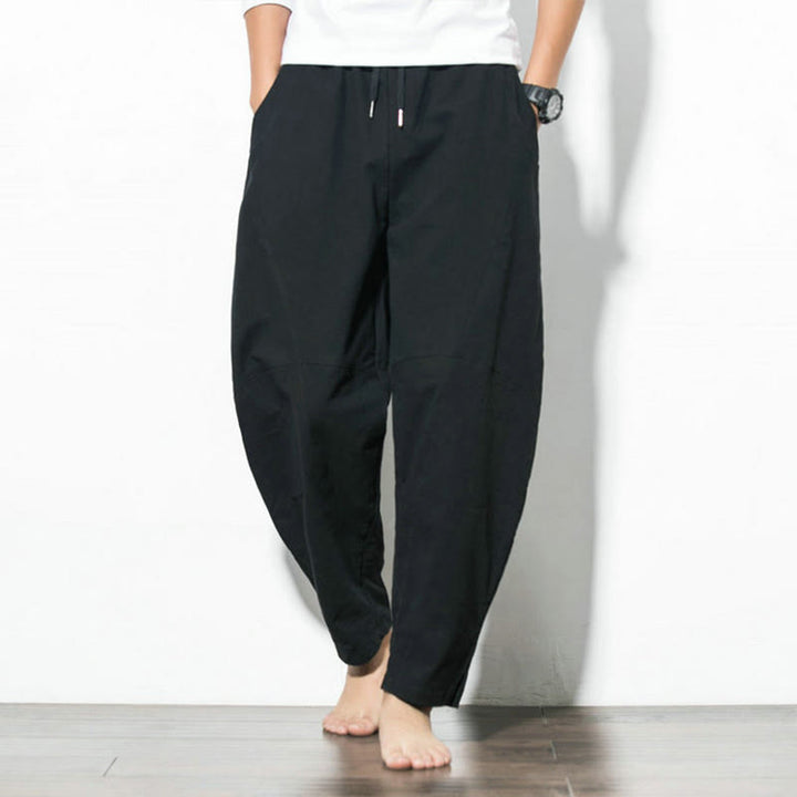 Pantalones casuales de algodón con cordón y bolsillos para hombre de Buddha Stones - image 15