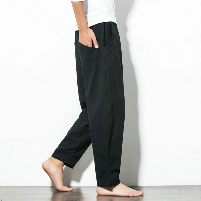 Pantalones casuales de algodón con cordón y bolsillos para hombre de Buddha Stones - image 17