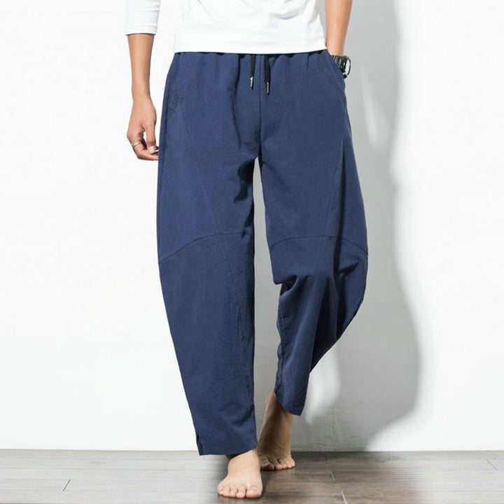 Pantalones casuales de algodón con cordón y bolsillos para hombre de Buddha Stones - image 13
