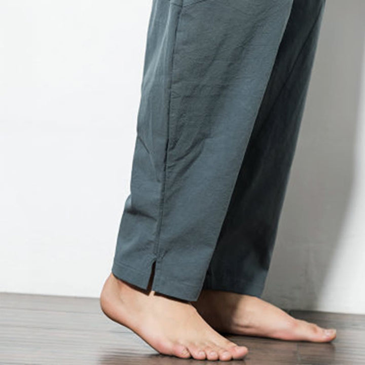 Pantalones casuales de algodón con cordón y bolsillos para hombre de Buddha Stones - image 9