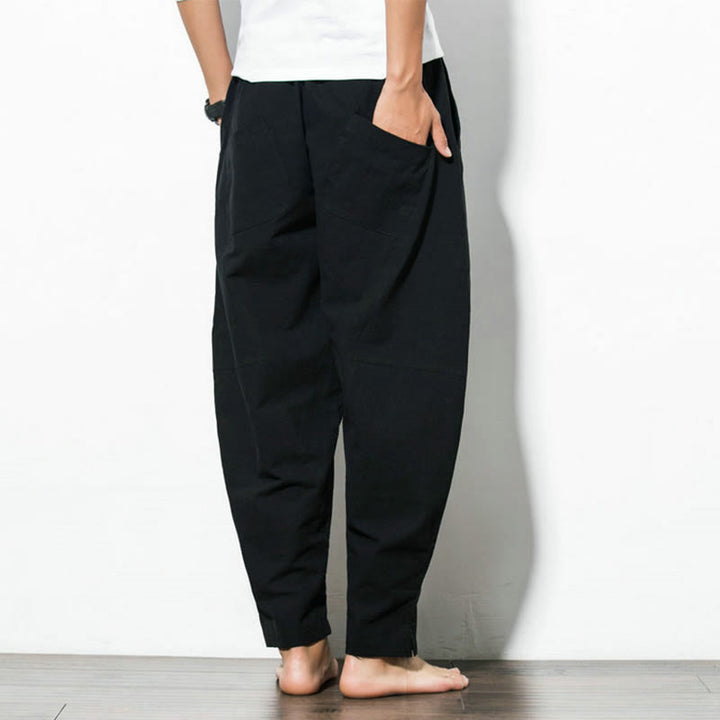 Pantalones casuales de algodón con cordón y bolsillos para hombre de Buddha Stones - image 17