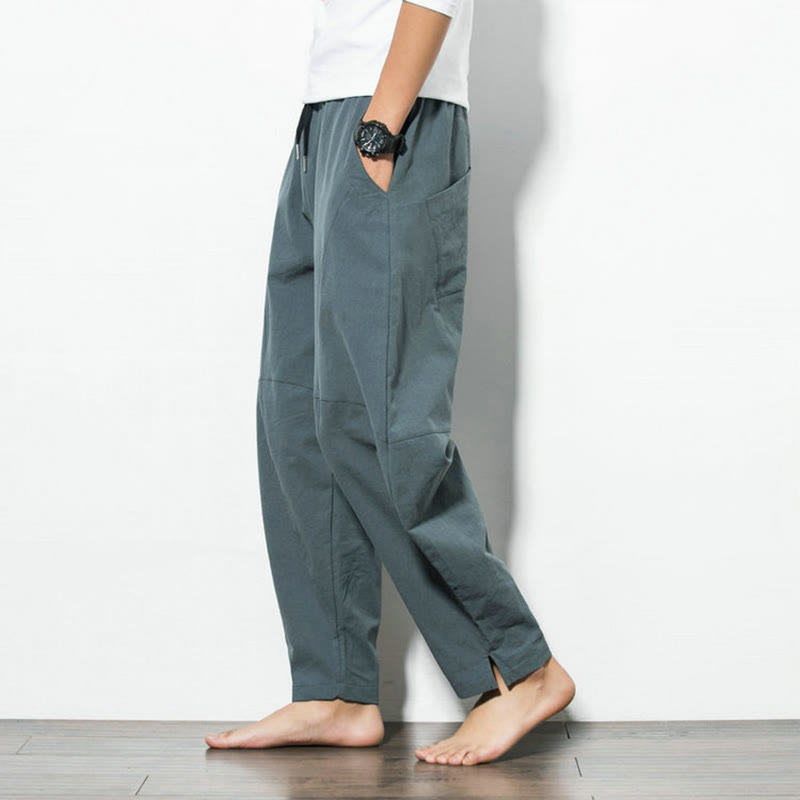 Pantalones casuales de algodón con cordón y bolsillos para hombre de Buddha Stones - image 4