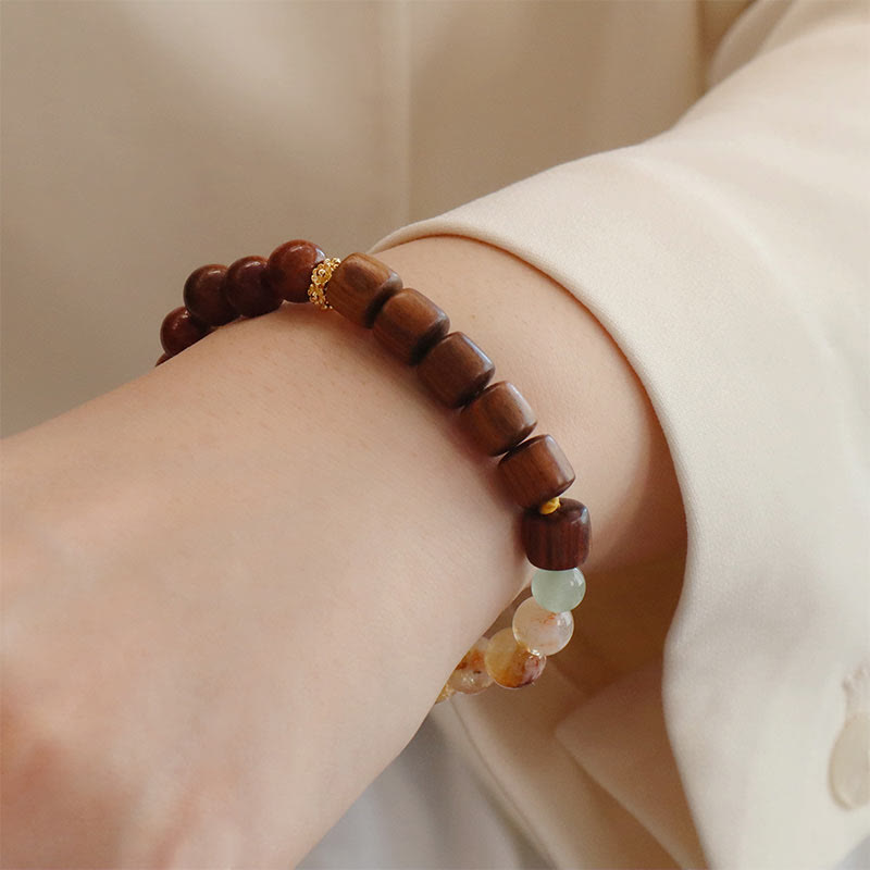 Pulsera de Protección de Buddha Stones de Sándalo, Palo de Rosa y Citrino