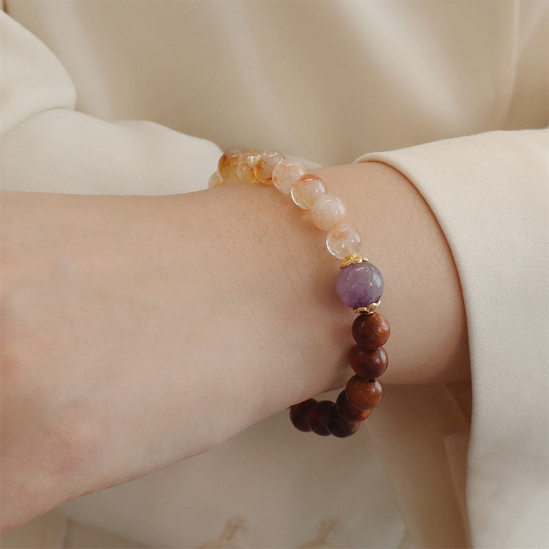 Pulsera de Protección de Buddha Stones de Sándalo, Palo de Rosa y Citrino