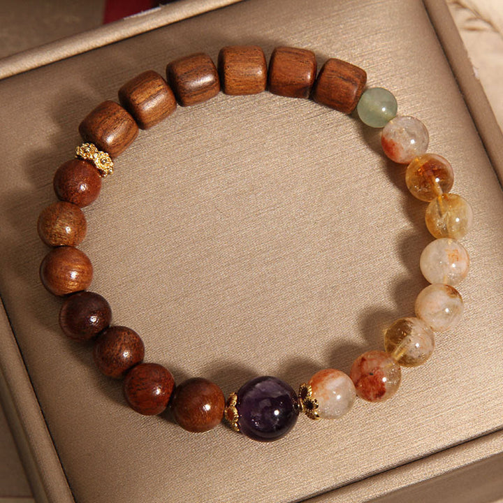 Pulsera de Protección de Buddha Stones de Sándalo, Palo de Rosa y Citrino