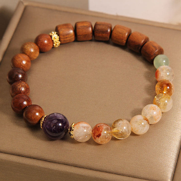 Pulsera de Protección de Buddha Stones de Sándalo, Palo de Rosa y Citrino