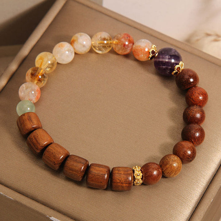 Pulsera de Protección de Buddha Stones de Sándalo, Palo de Rosa y Citrino