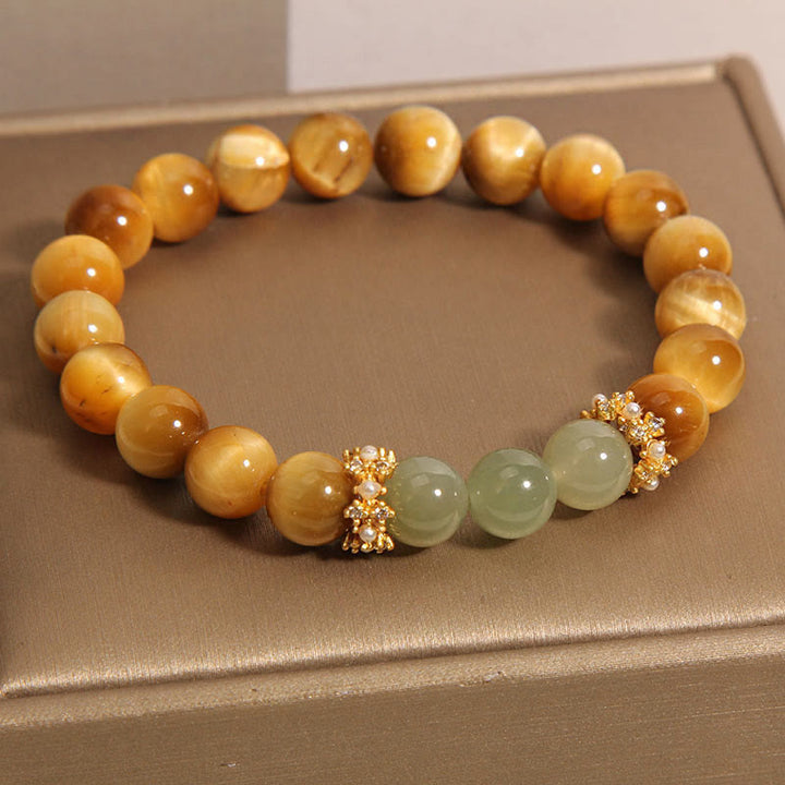 Pulsera de Jade Ojo de Tigre de Buddha Stones para el Valor