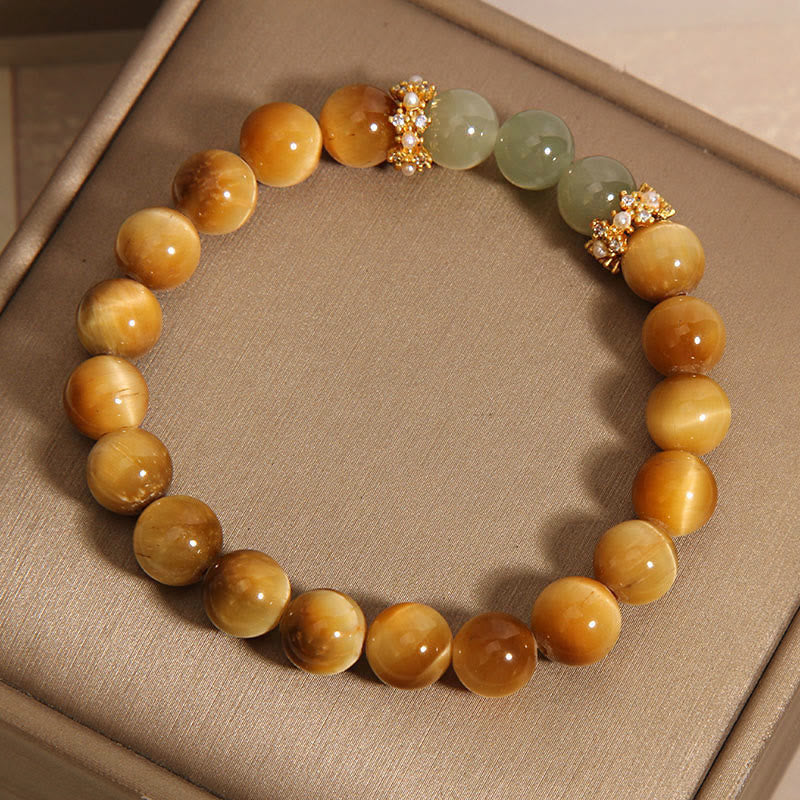 Pulsera de Jade Ojo de Tigre de Buddha Stones para el Valor