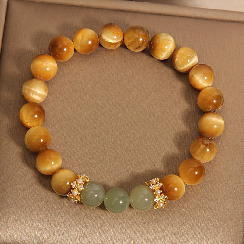 Pulsera de Jade Ojo de Tigre de Buddha Stones para el Valor
