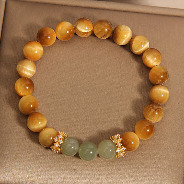 Pulsera de Jade Ojo de Tigre de Buddha Stones para el Valor