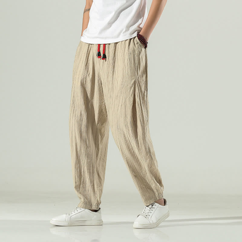 Pantalones harén de algodón Buddha Stones para hombre con cordón y bolsillos - Barba de maíz - US/UK/AU46, EU56 (5XL) - image 1