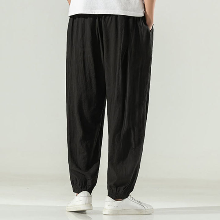 Pantalones harén de algodón Buddha Stones para hombre con cordón y bolsillos - image 18