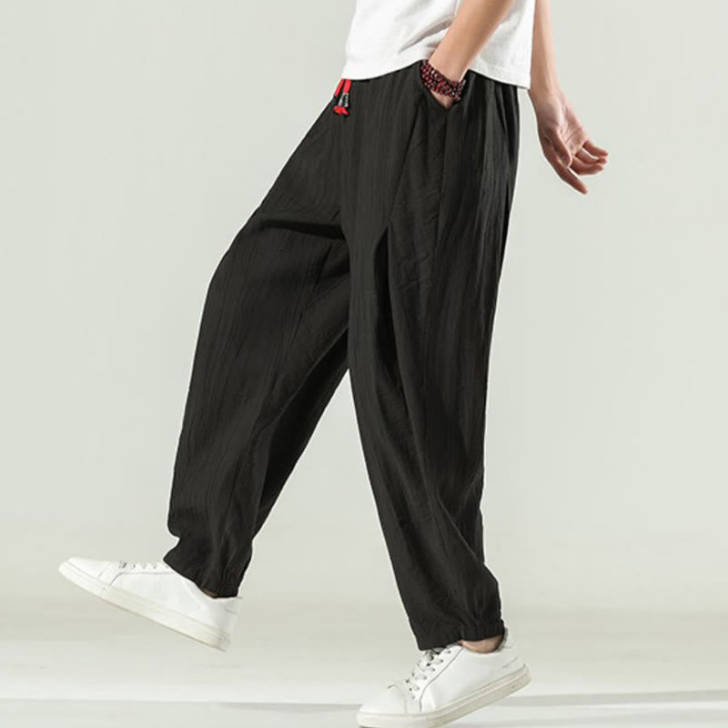 Pantalones harén de algodón Buddha Stones para hombre con cordón y bolsillos - image 21