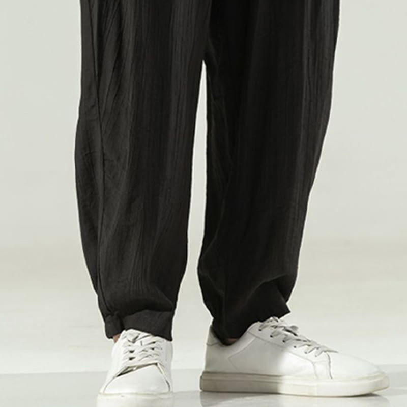 Pantalones harén de algodón Buddha Stones para hombre con cordón y bolsillos - image 26