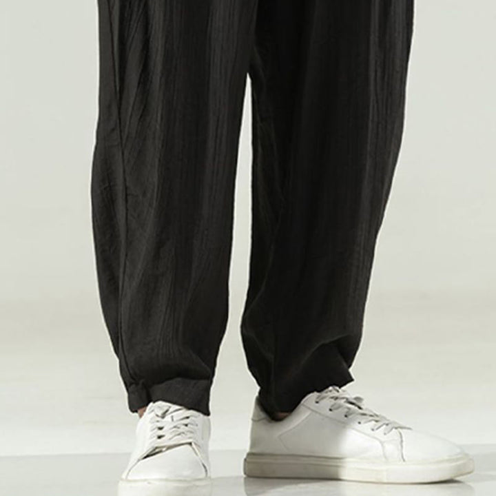 Pantalones harén de algodón Buddha Stones para hombre con cordón y bolsillos - image 26