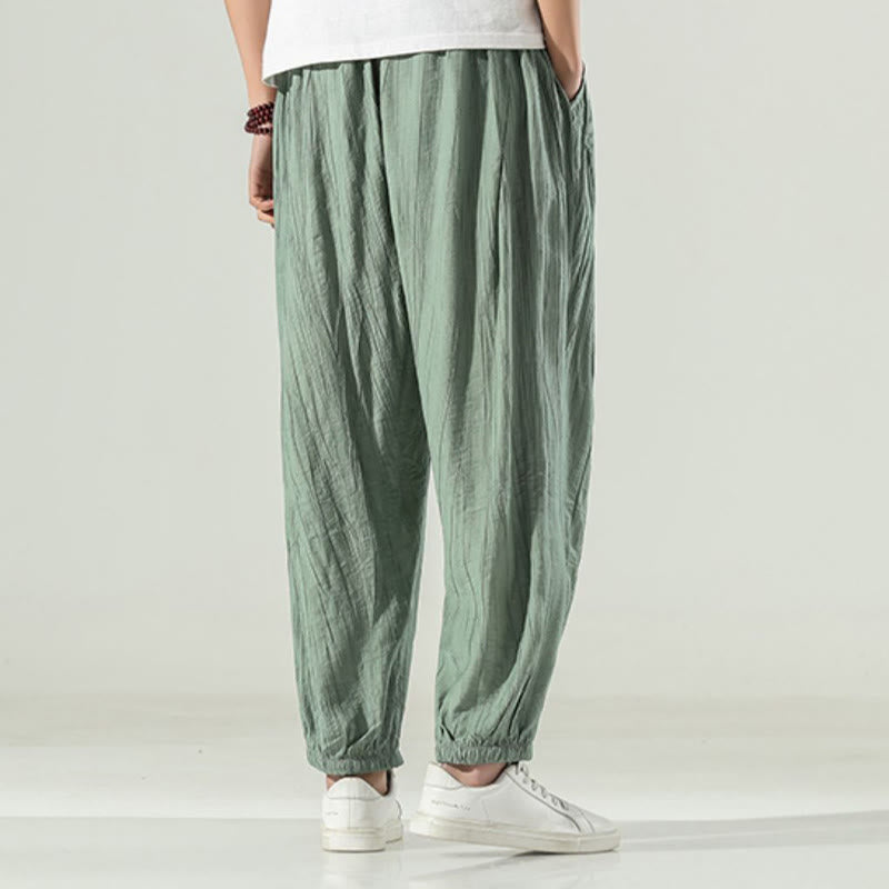 Pantalones harén de algodón Buddha Stones para hombre con cordón y bolsillos - image 10