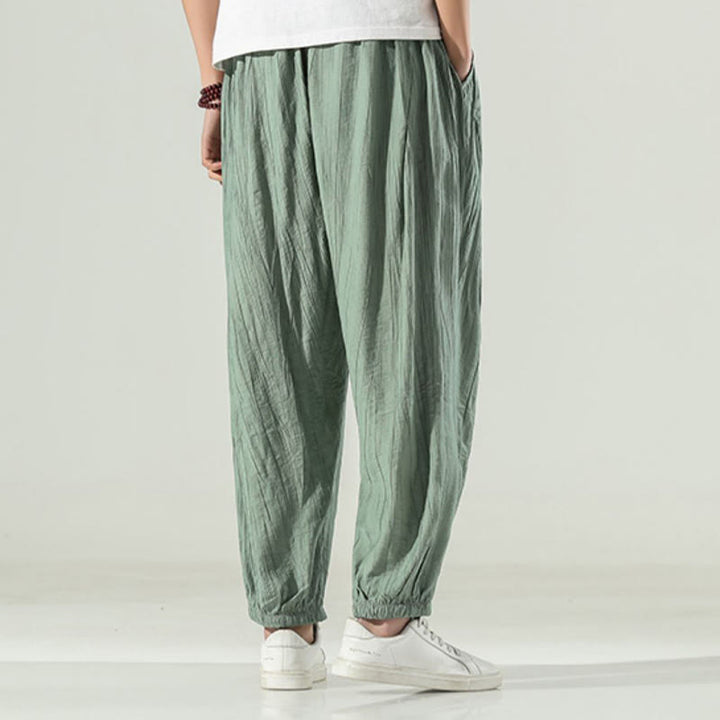 Pantalones harén de algodón Buddha Stones para hombre con cordón y bolsillos - image 10